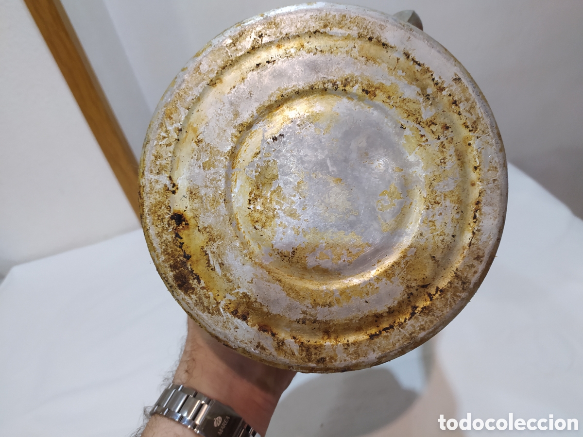 Antig&uuml;edades: Antigua tetera de aluminio con mango de madera - Foto 7
