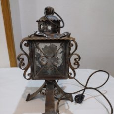 Antigüedades: ANTIGUA LAMPARA DE FORJA Y CRISTAL