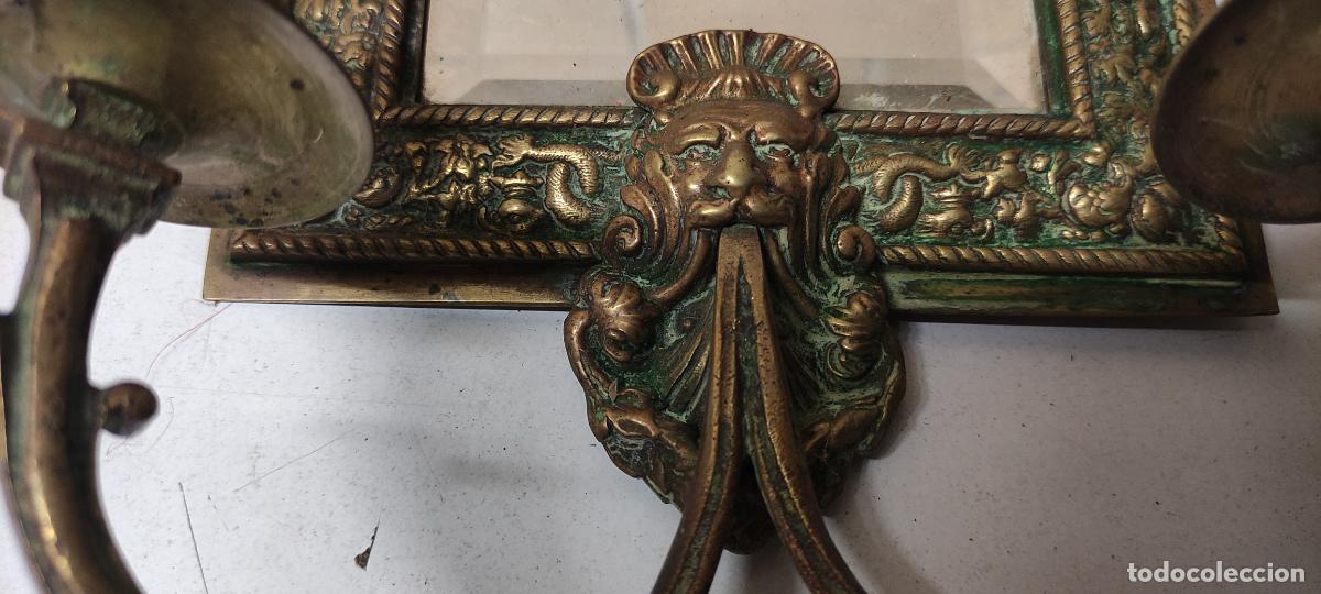 Antig&uuml;edades: ANTIGUO CANDELABRO CON ESPEJO BISELADO - Foto 3