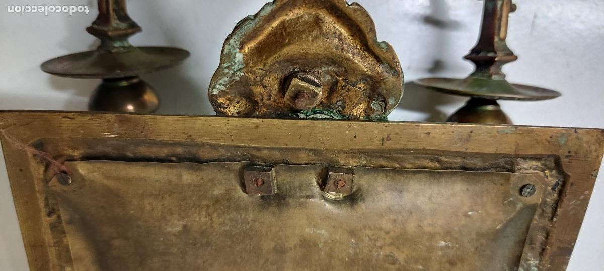 Antig&uuml;edades: ANTIGUO CANDELABRO CON ESPEJO BISELADO - Foto 8