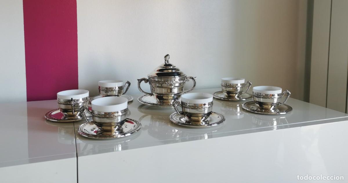 Antig&uuml;edades: AZUCARERO Y TAZAS ANTIGUAS - OPALINA - Foto 3