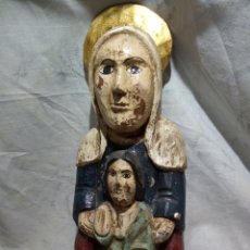 Antigüedades: FIGURA DE VIRGEN CON EL NIÑO JESÚS EN MADERA POLICROMADA
