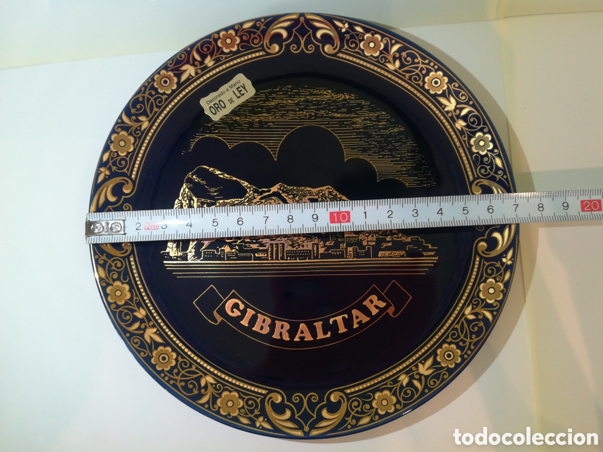 Antig&uuml;edades: Plato azul cobalto y oro de ley - Gibraltar - Foto 3