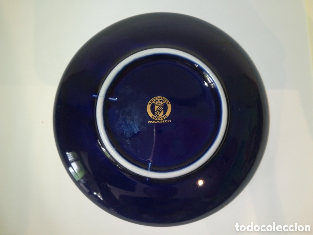 Antig&uuml;edades: Plato azul cobalto y oro de ley - C&aacute;ceres - Foto 2