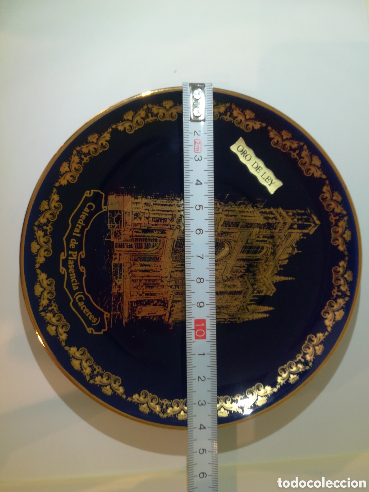 Antig&uuml;edades: Plato azul cobalto y oro de ley - C&aacute;ceres - Foto 3