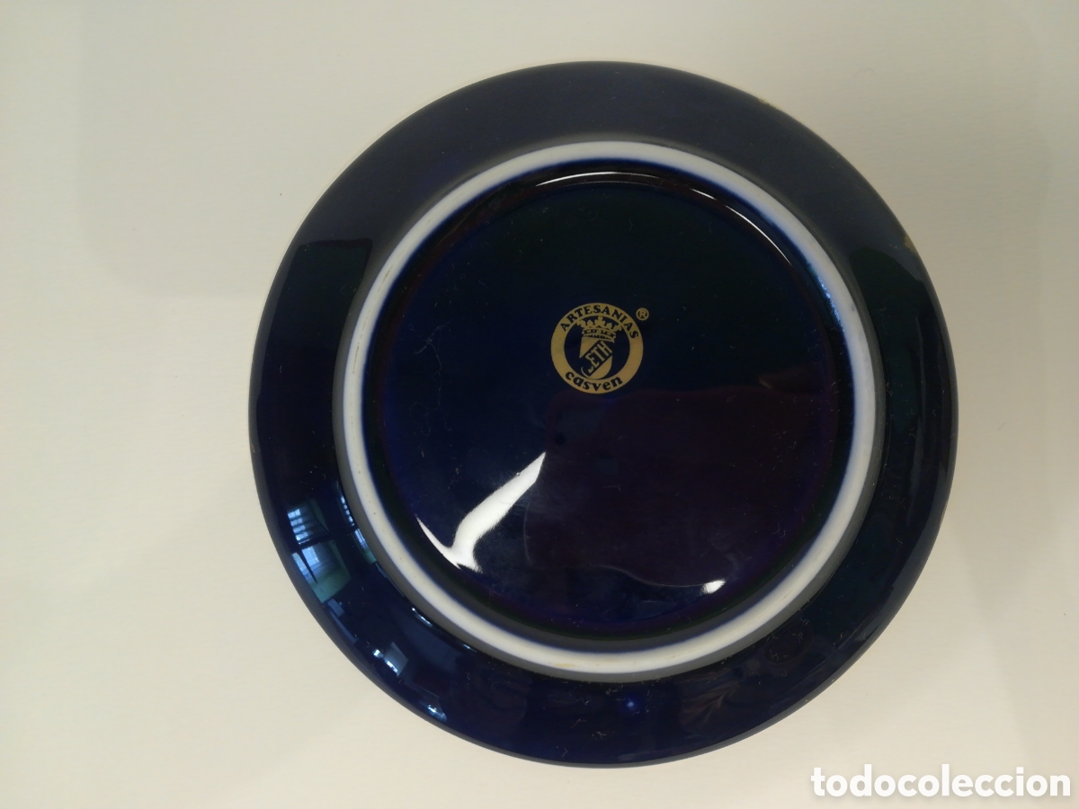 Antig&uuml;edades: Plato azul cobalto y oro de ley - M&eacute;rida - Foto 2