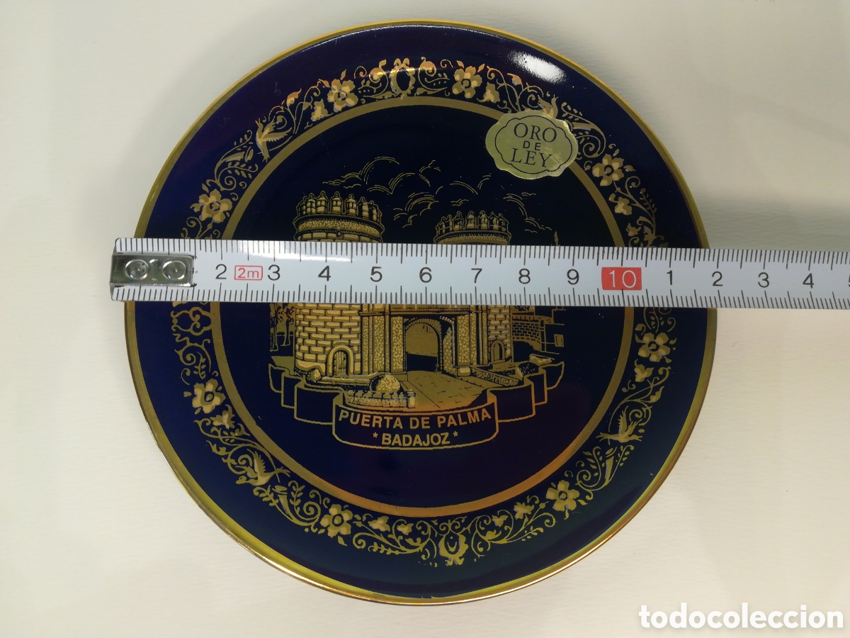 Antig&uuml;edades: Plato azul cobalto y oro de ley - Badajoz - Foto 3
