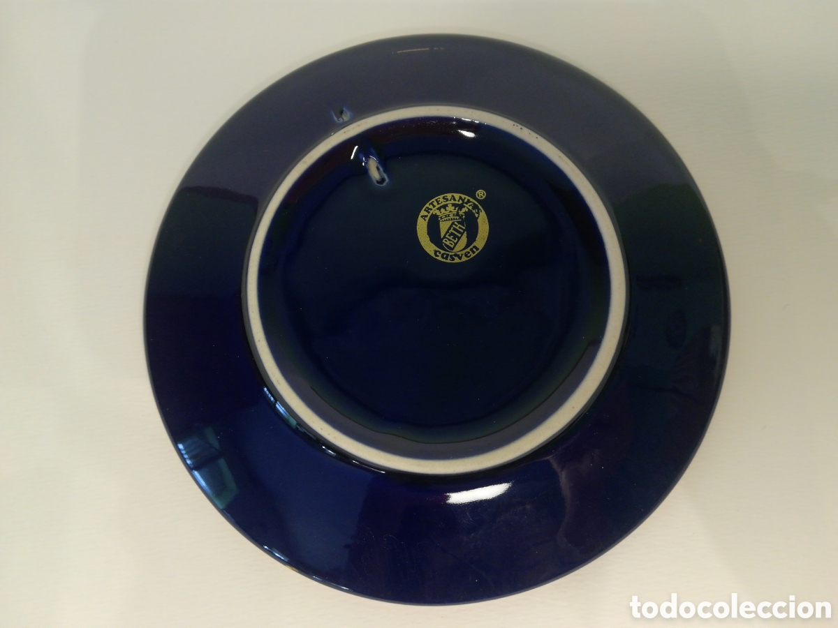 Antig&uuml;edades: Plato azul cobalto y oro de ley - Torquemada - Foto 2