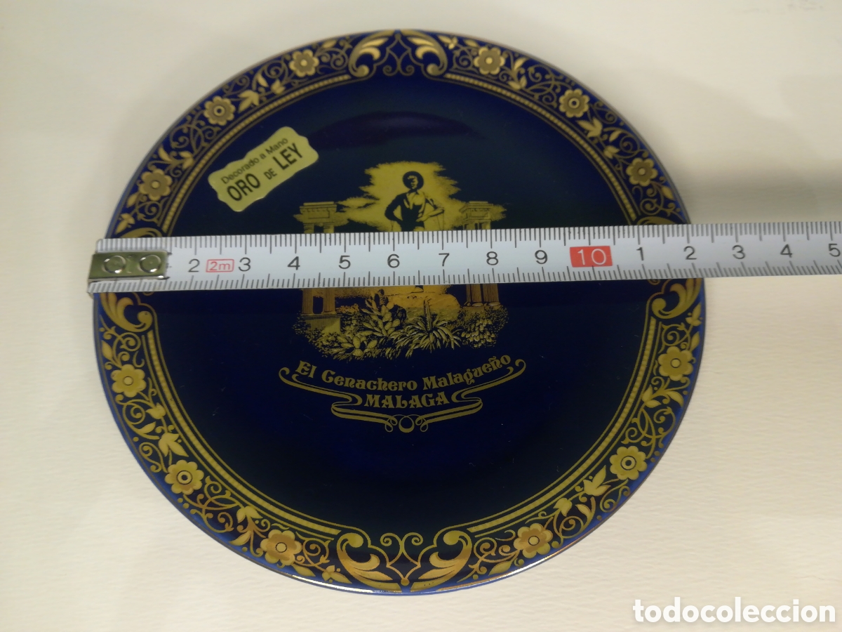 Antig&uuml;edades: Plato azul cobalto y oro de ley - M&aacute;laga - Foto 3