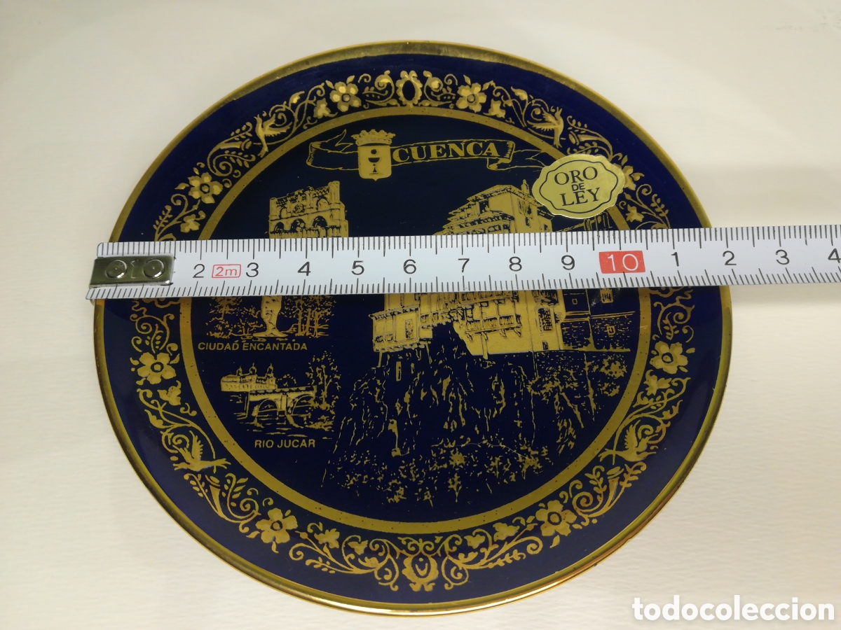 Antig&uuml;edades: Plato azul cobalto y oro de ley - Cuenca - Foto 3