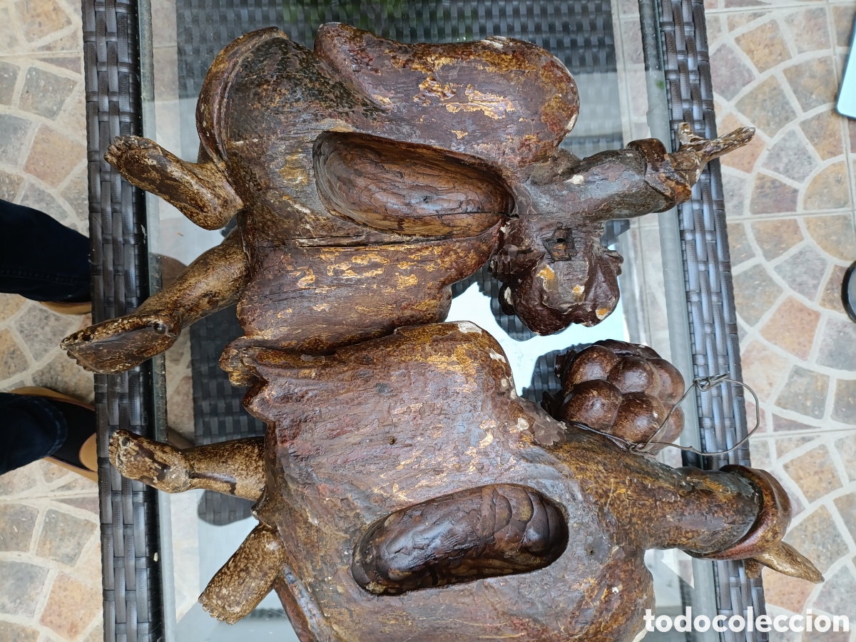 Antig&uuml;edades: Dos angelitos de madera del XVlll - Foto 4