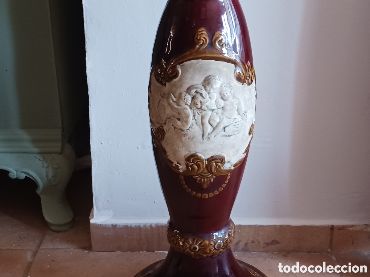 Antig&uuml;edades: Jarron de Ceramica, con pedestal - Foto 3