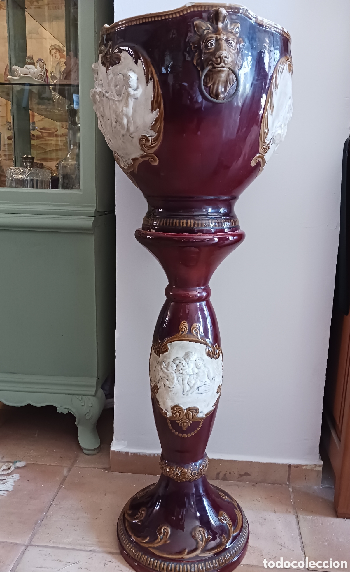 Antig&uuml;edades: Jarron de Ceramica, con pedestal - Foto 7