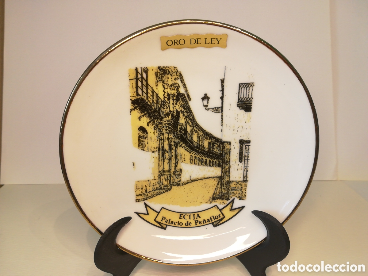 Antig&uuml;edades: Plato blanco y oro de ley - &Eacute;cija - Foto 1