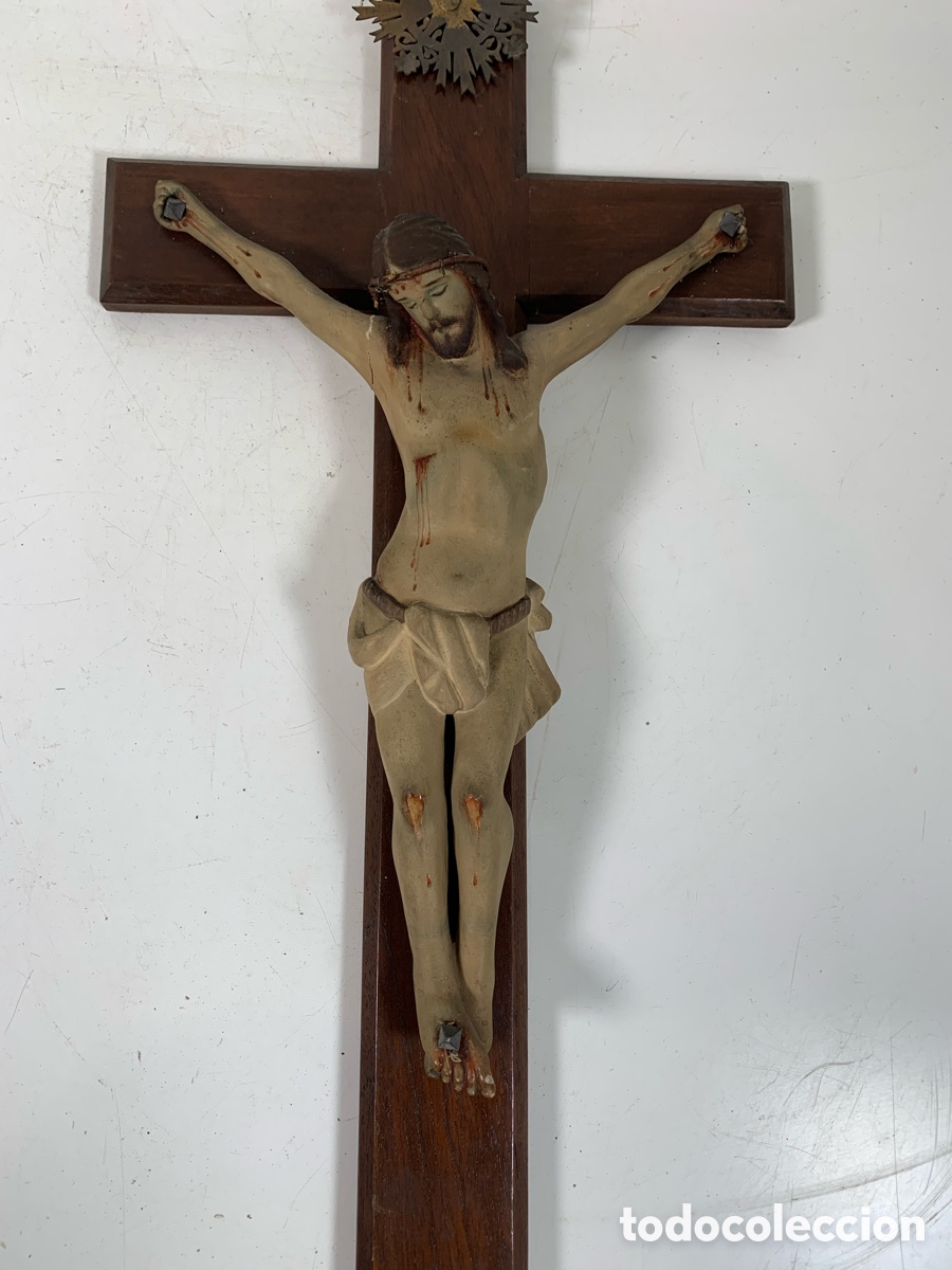 Antig&uuml;edades: 01_ crucifijo de pared - Foto 2