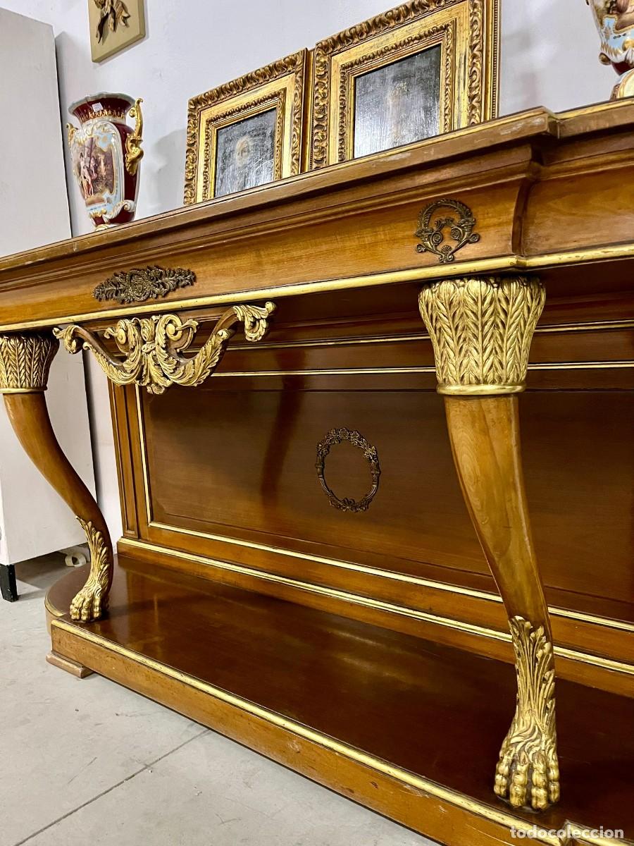 Antig&uuml;edades: Fant&aacute;stica consola estilo imperio con bronces. - Foto 2