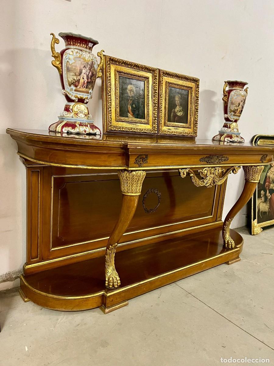 Antig&uuml;edades: Fant&aacute;stica consola estilo imperio con bronces. - Foto 3