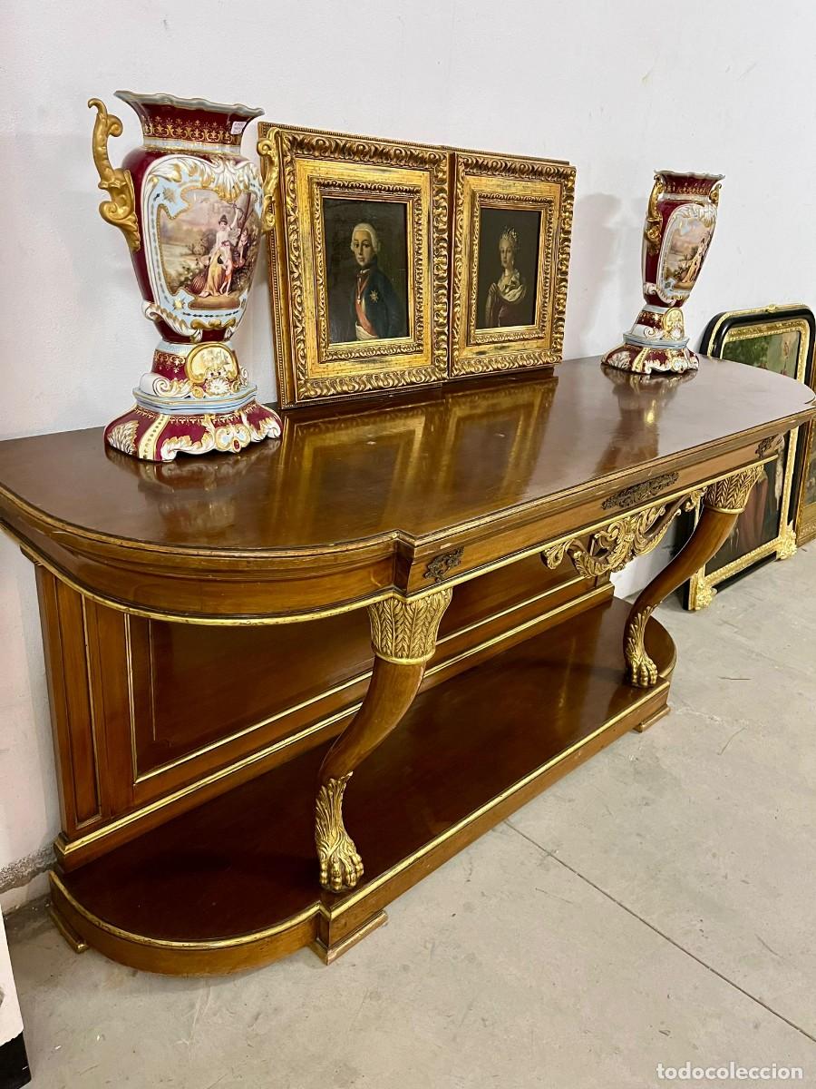 Antig&uuml;edades: Fant&aacute;stica consola estilo imperio con bronces. - Foto 4