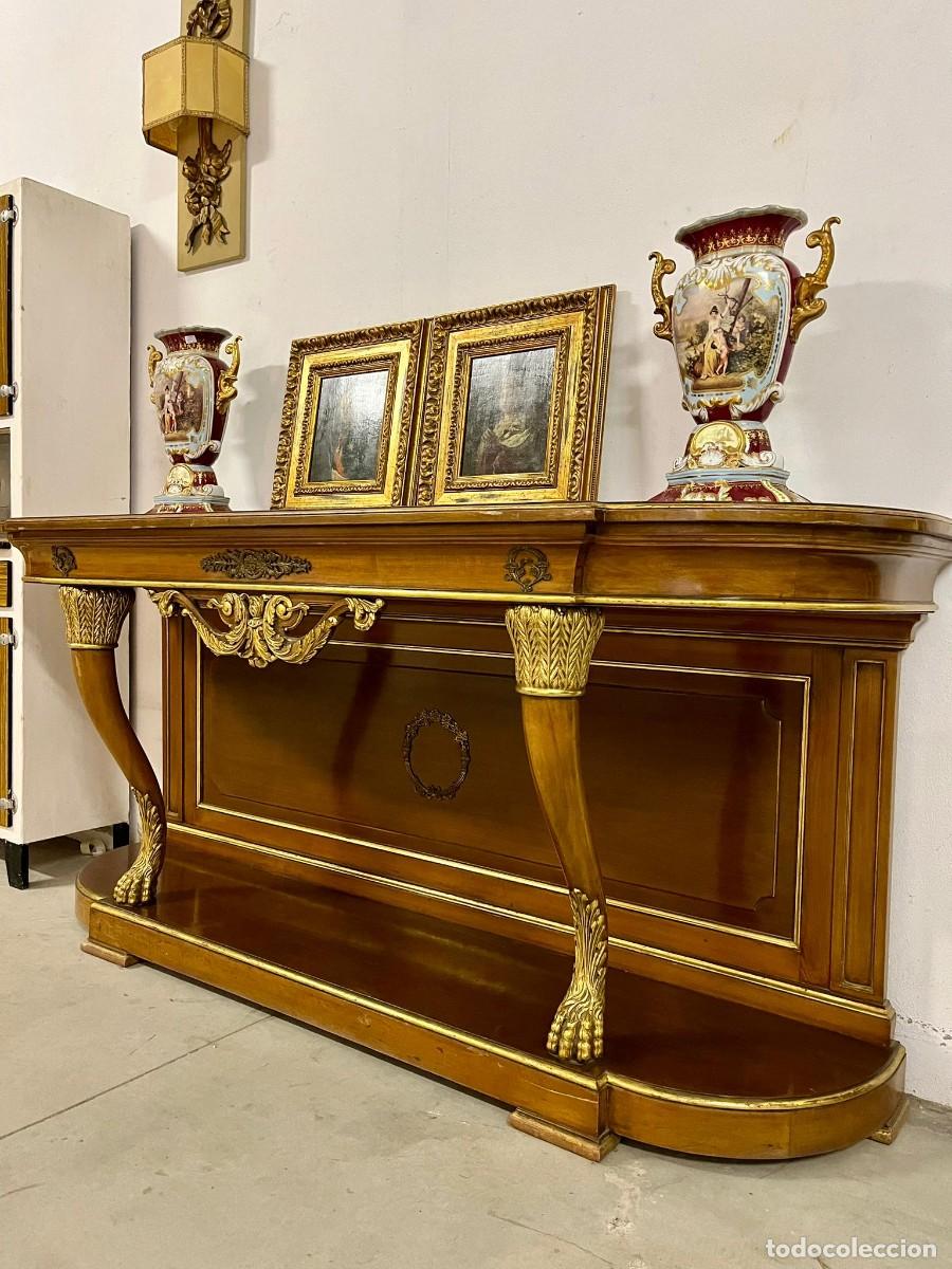 Antig&uuml;edades: Fant&aacute;stica consola estilo imperio con bronces. - Foto 5