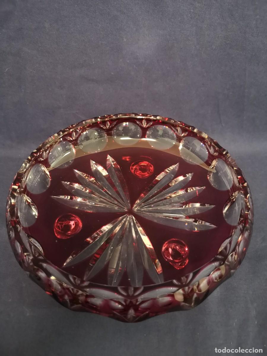 Antig&uuml;edades: CENTRO CRISTAL TALLADO EN ROJO RUBI - Foto 3