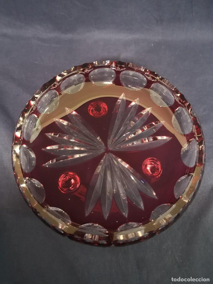 Antig&uuml;edades: CENTRO CRISTAL TALLADO EN ROJO RUBI - Foto 4