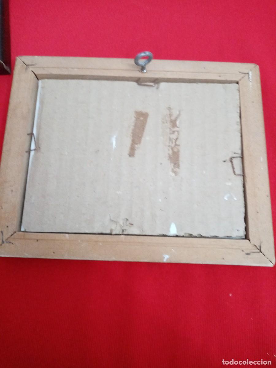 Antig&uuml;edades: 4 Peque&ntilde;os cuadros marc&oacute; de madera con cristal - Foto 6