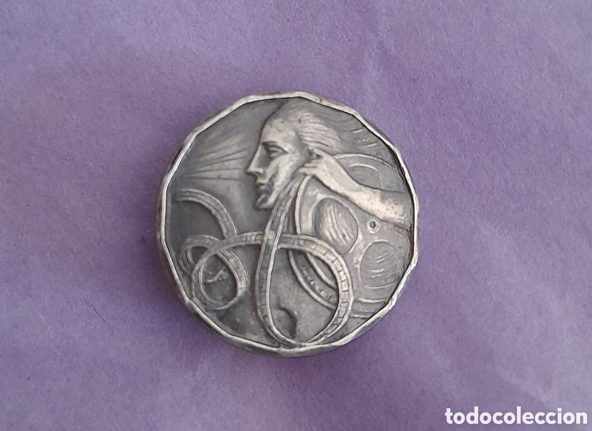 Antiguidades: Broche insignia plata 1932 conmemorativa D&iacute;a del cine
