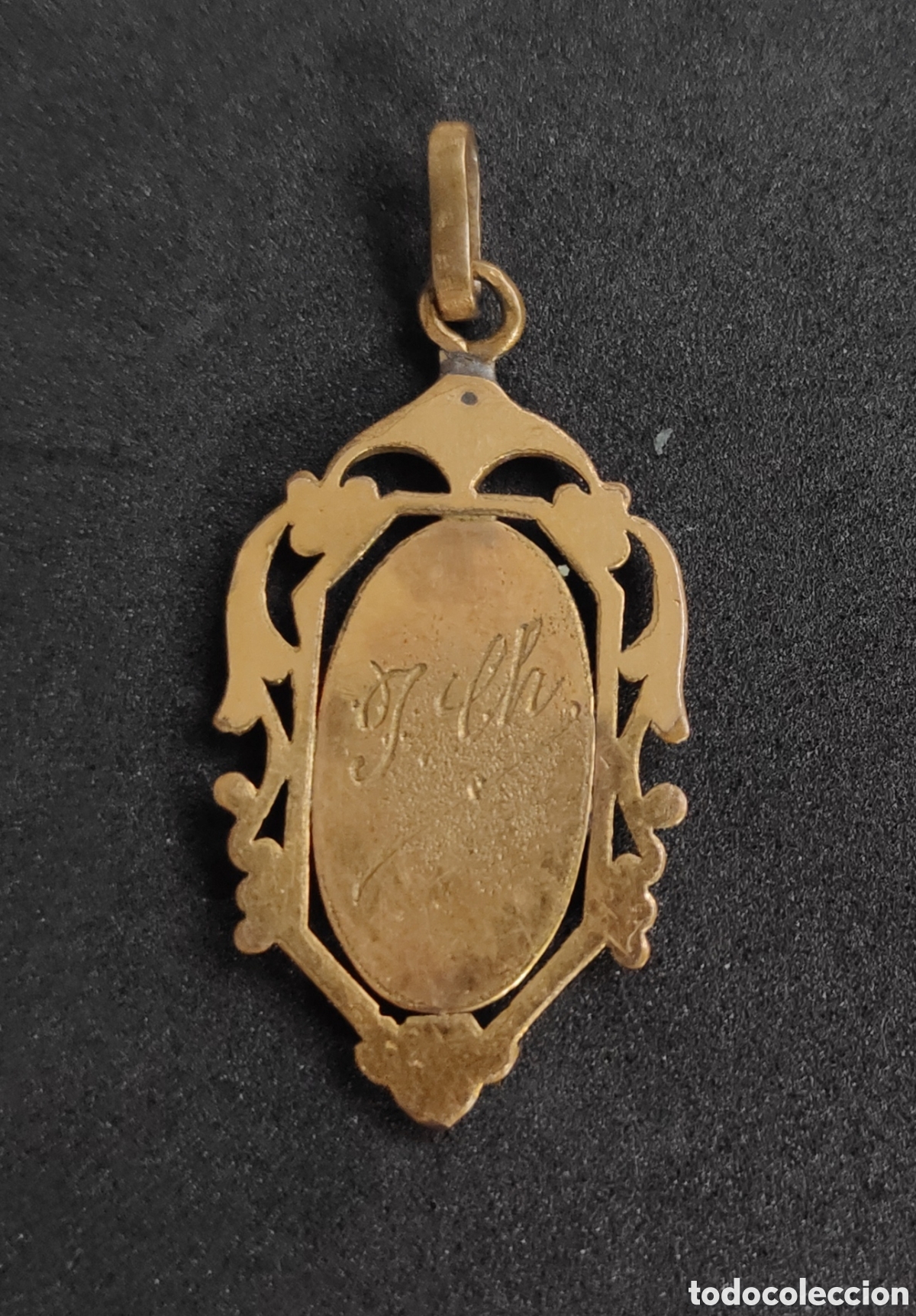 Antig&uuml;edades: ANTIGUA MEDALLA CHAPADA EN ORO DE COMUNION - Foto 2