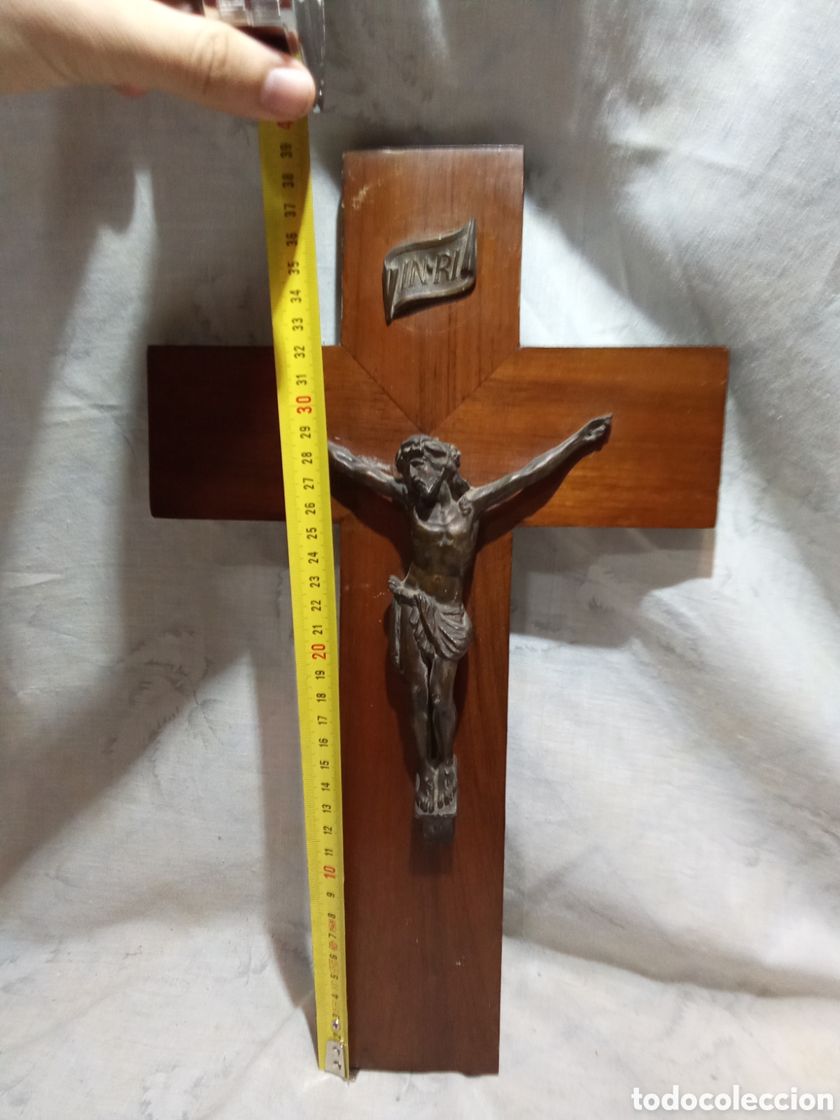 Antig&uuml;edades: BONITO CRUCIFIJO EN MADERA Y BRONCE - Foto 4