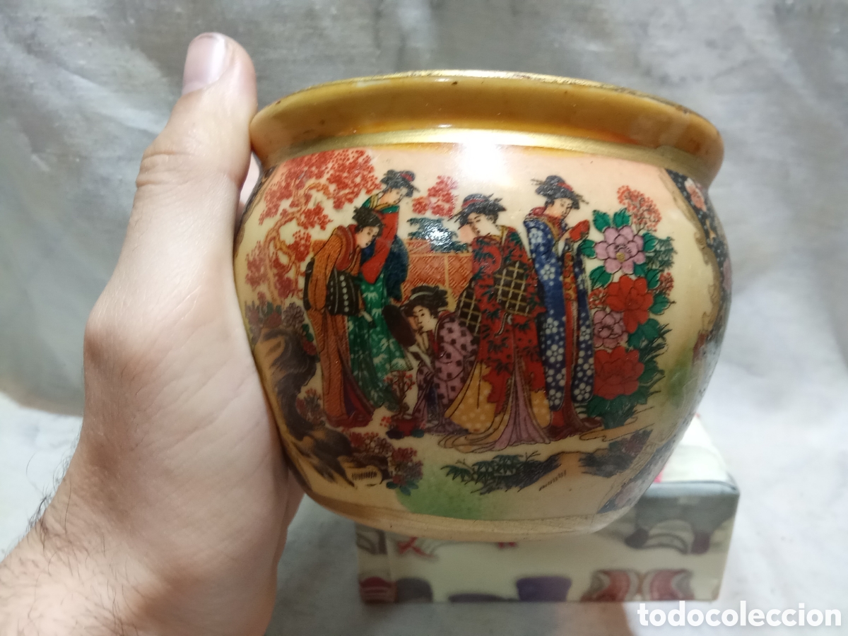 Antig&uuml;edades: BONITO CANTARO, MACETERO BOL DE ESTILO ORIENTAL - Foto 2