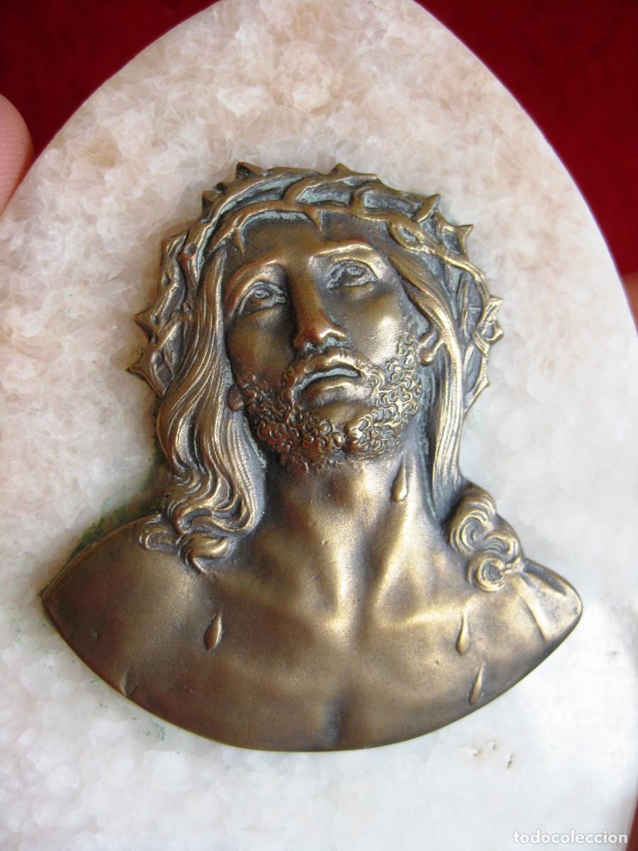 Antig&uuml;edades: BENDITERA EN MARMOL, BRONCE Y LAT&Oacute;N PERFECTA CIRCA 1920 - Foto 5