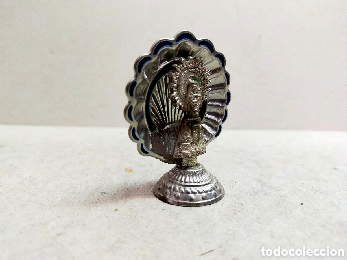 Antig&uuml;edades: VIRGEN DEL PILAR. EN CONCHA. METAL. - Foto 2