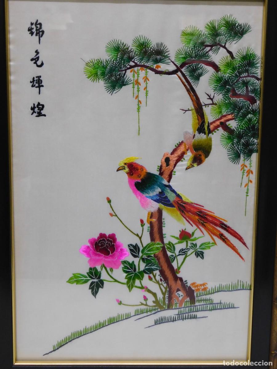 Antig&uuml;edades: BORDADO SOBRE SEDA ORIENTAL - Foto 2