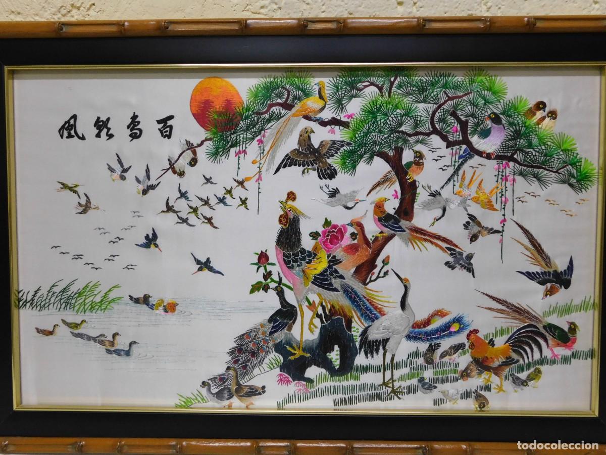 Antig&uuml;edades: BORDADO SOBRE SEDA ORIENTAL - Foto 2