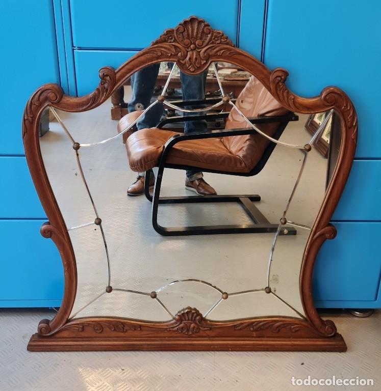 Antig&uuml;edades: Espejo biselado de madera de casta&ntilde;o - Foto 3