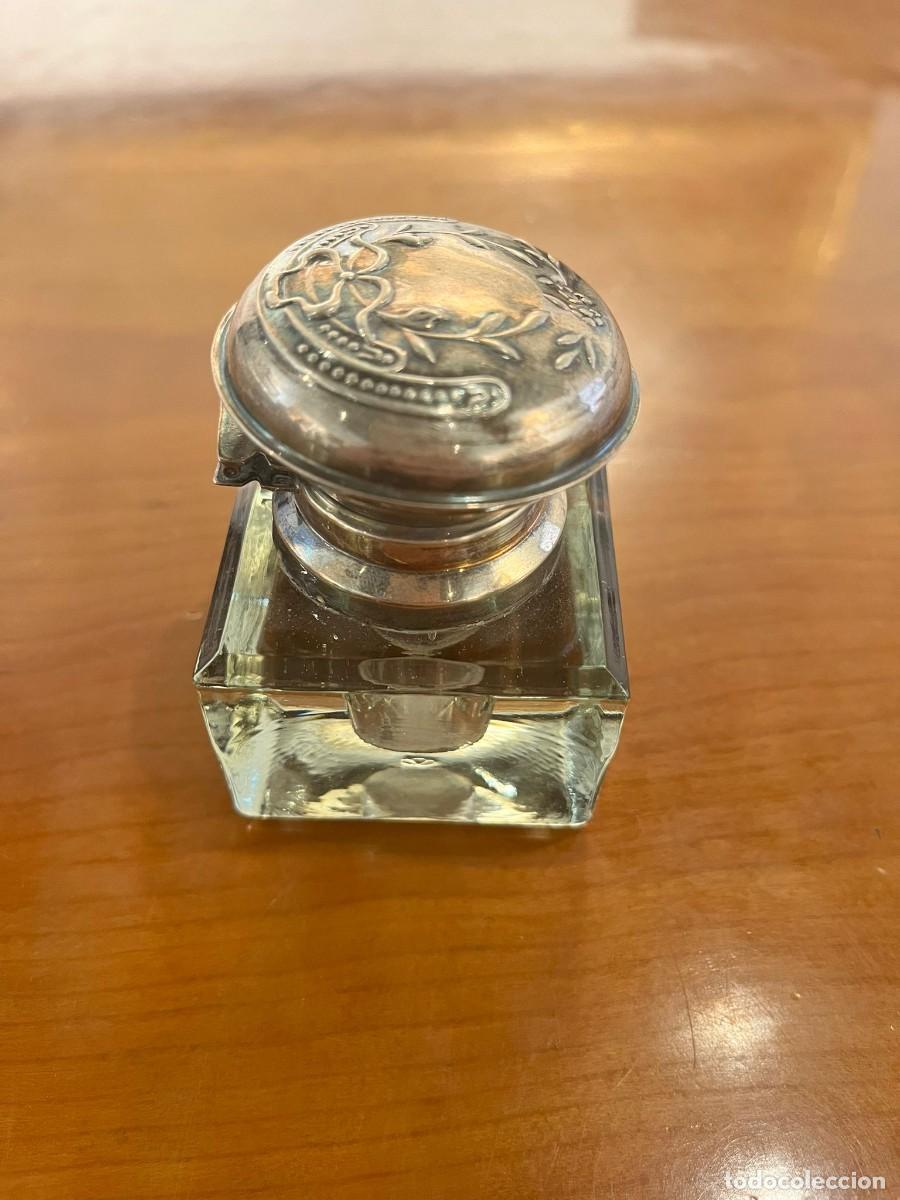 Antig&uuml;edades: Tintero cristal y plata - Foto 1