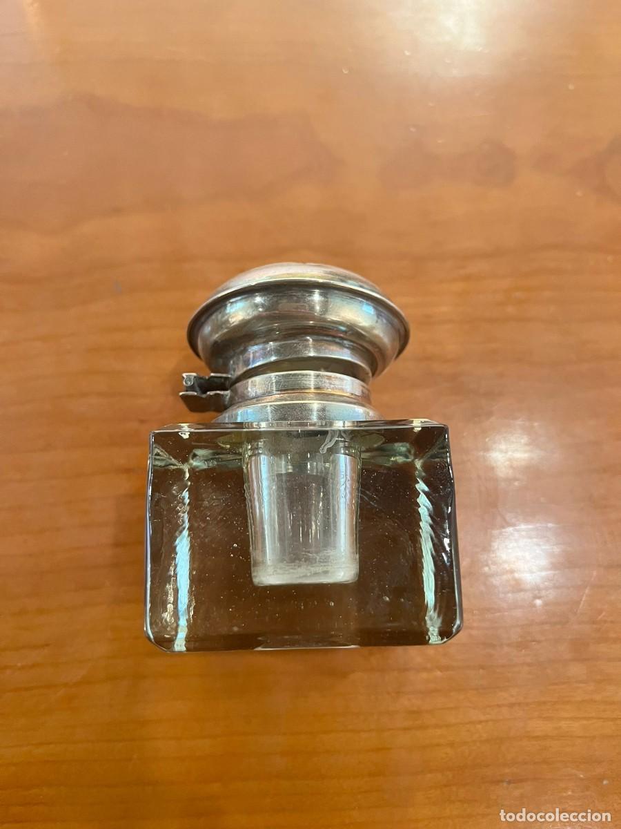 Antig&uuml;edades: Tintero cristal y plata - Foto 2