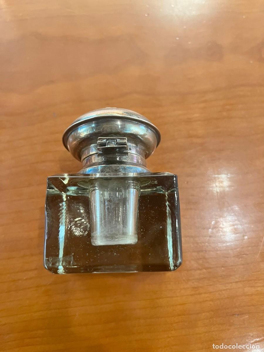 Antig&uuml;edades: Tintero cristal y plata - Foto 3