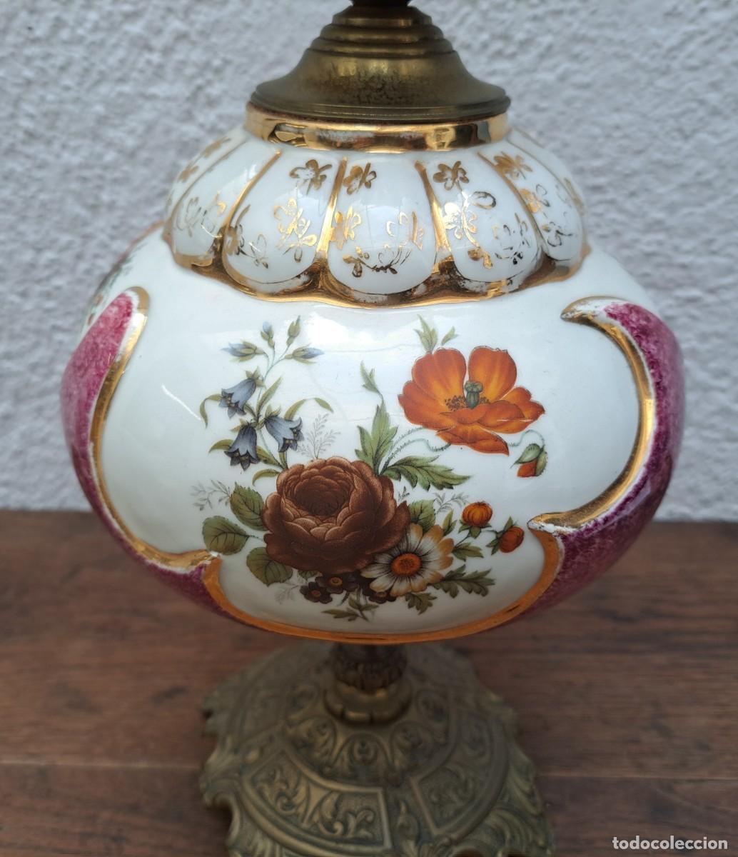 Antig&uuml;edades: L&Aacute;MPARA DE MESA PORCELANA Y BRONCE - Foto 5