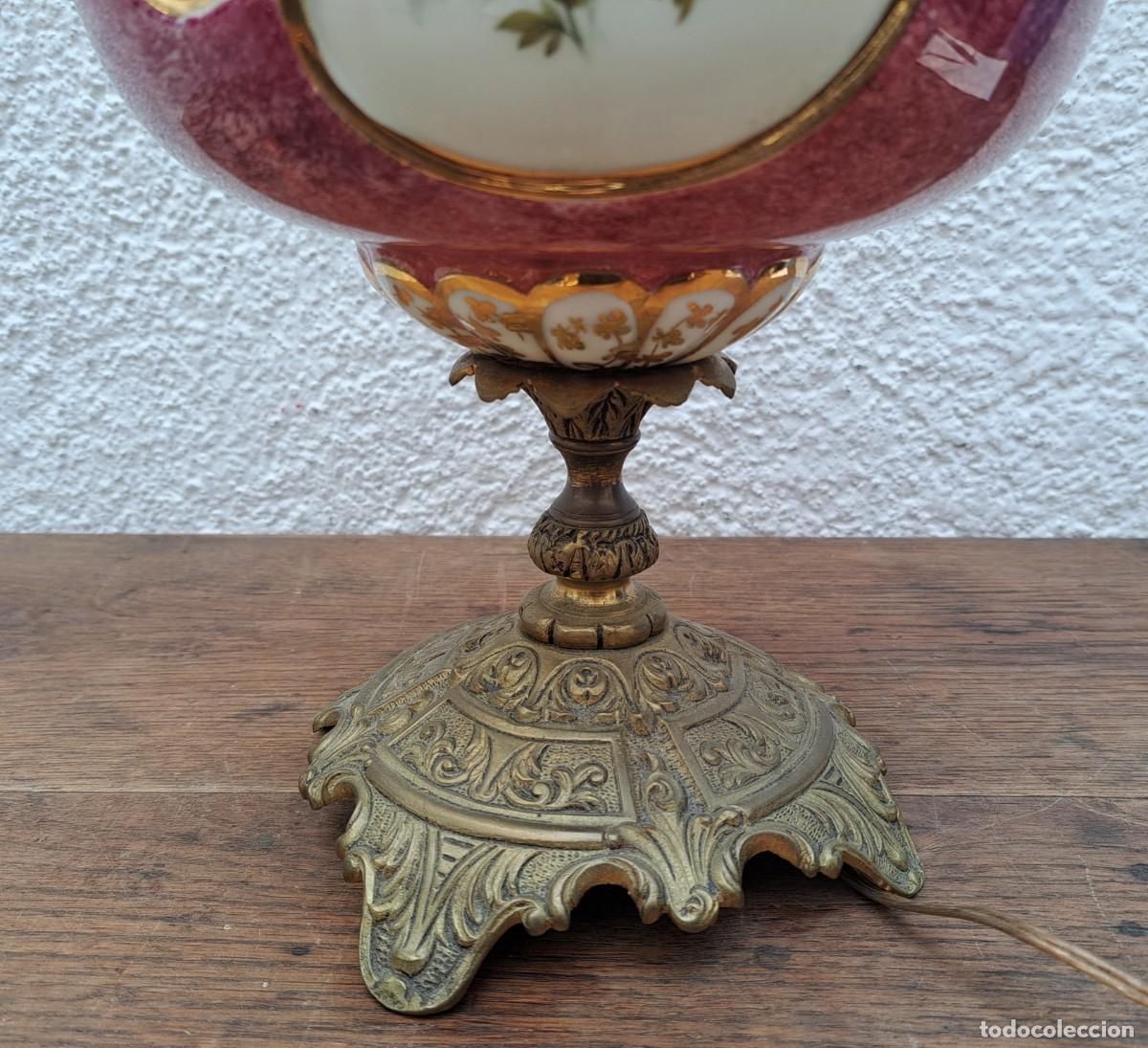 Antig&uuml;edades: L&Aacute;MPARA DE MESA PORCELANA Y BRONCE - Foto 6