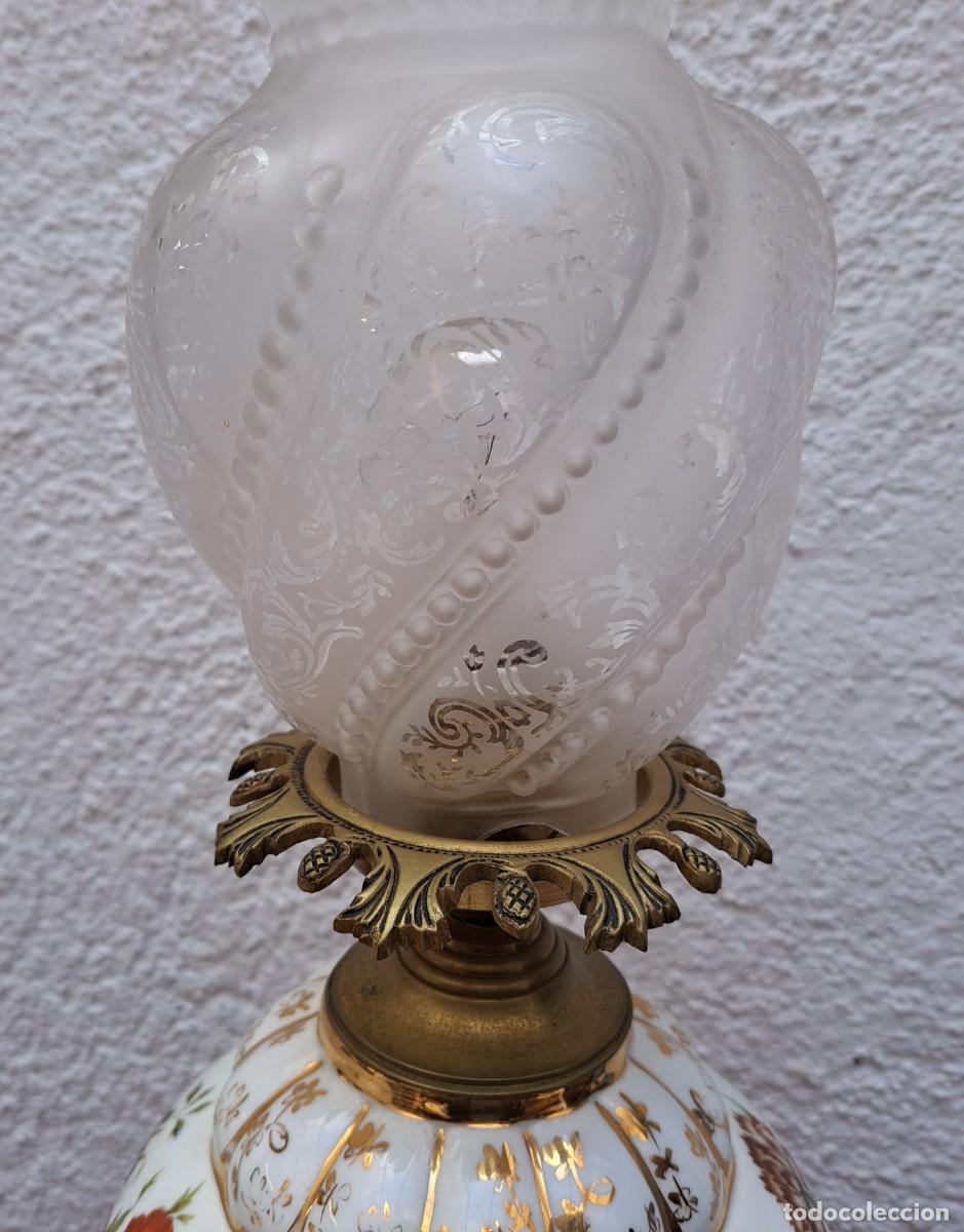 Antig&uuml;edades: L&Aacute;MPARA DE MESA PORCELANA Y BRONCE - Foto 8