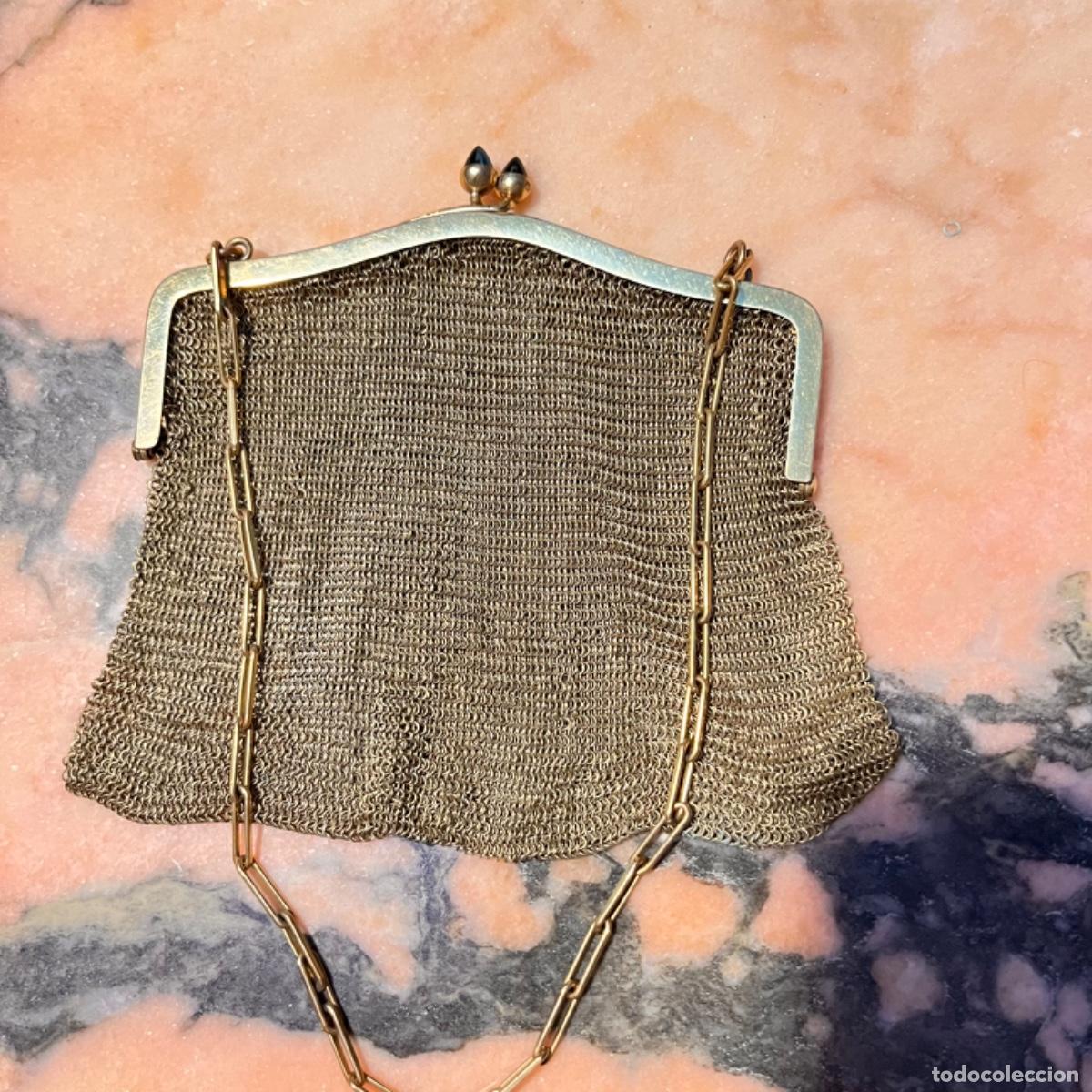 Antig&uuml;edades: Bolso de malla plata alpaca dorada - Foto 1