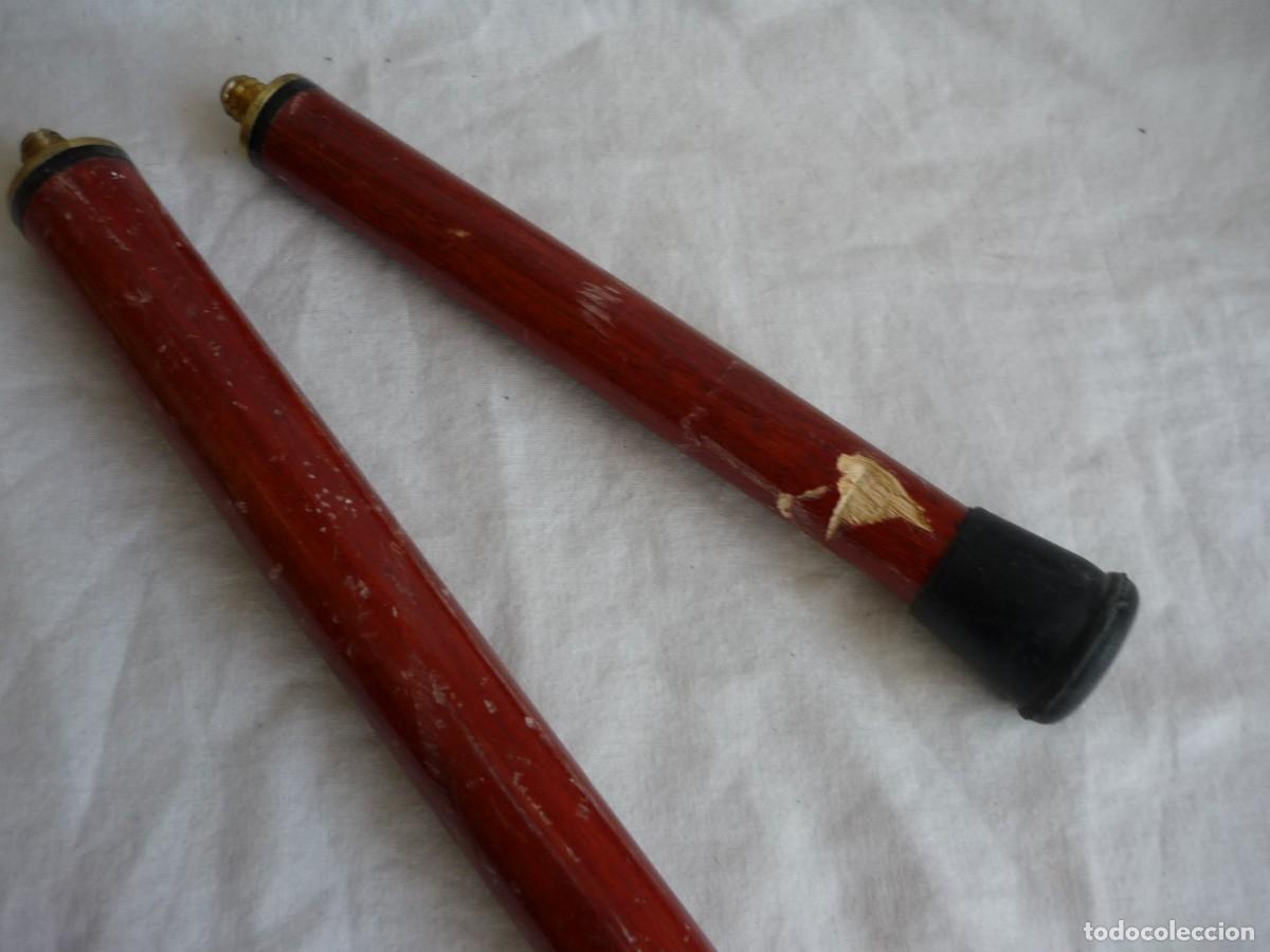 Antig&uuml;edades: Bast&oacute;n desmontable de madera con mango de bronce en forma de pato - Foto 6