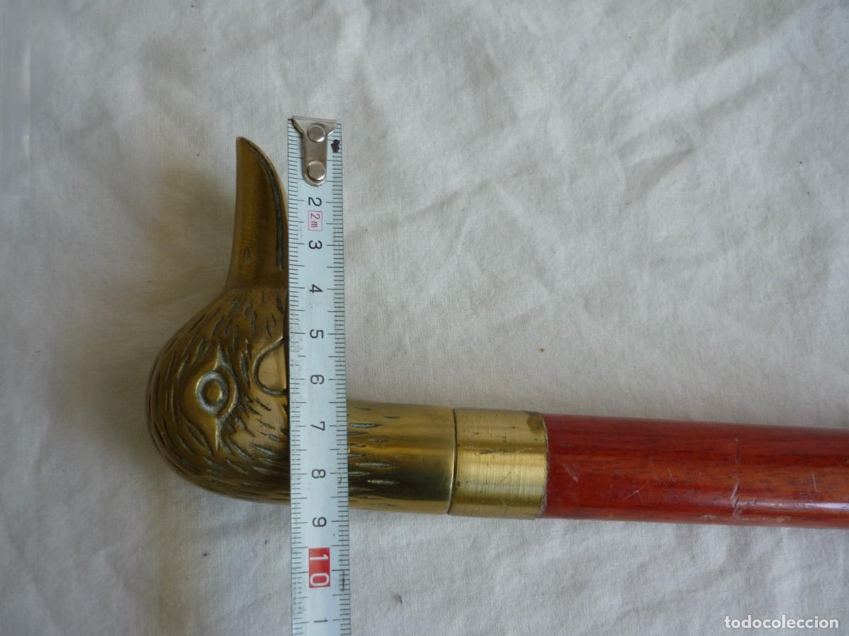 Antig&uuml;edades: Bast&oacute;n desmontable de madera con mango de bronce en forma de pato - Foto 12
