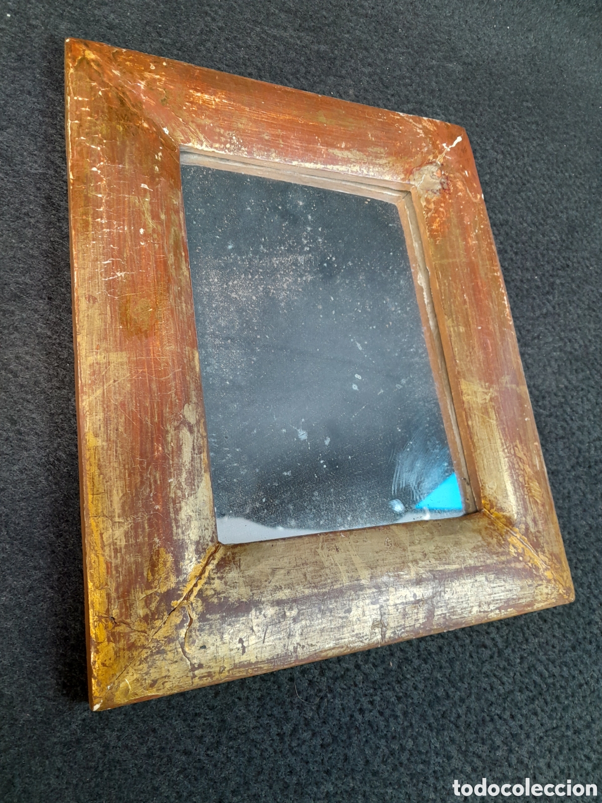 Antig&uuml;edades: ESPEJO RECTANGULAR ENMARCADO POLICROMIA DORADA. SIGLO XX - Foto 3