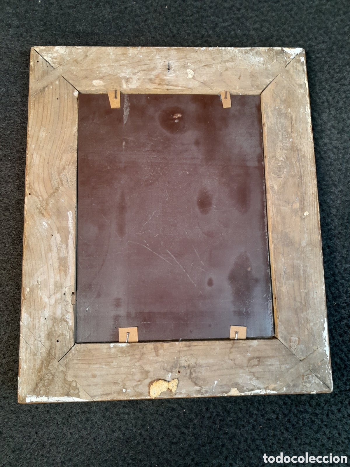 Antig&uuml;edades: ESPEJO RECTANGULAR ENMARCADO POLICROMIA DORADA. SIGLO XX - Foto 4