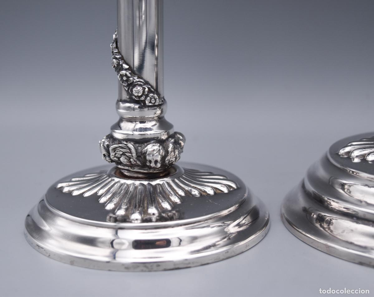 Antig&uuml;edades: Plata - Candeleros con reloj - Foto 2