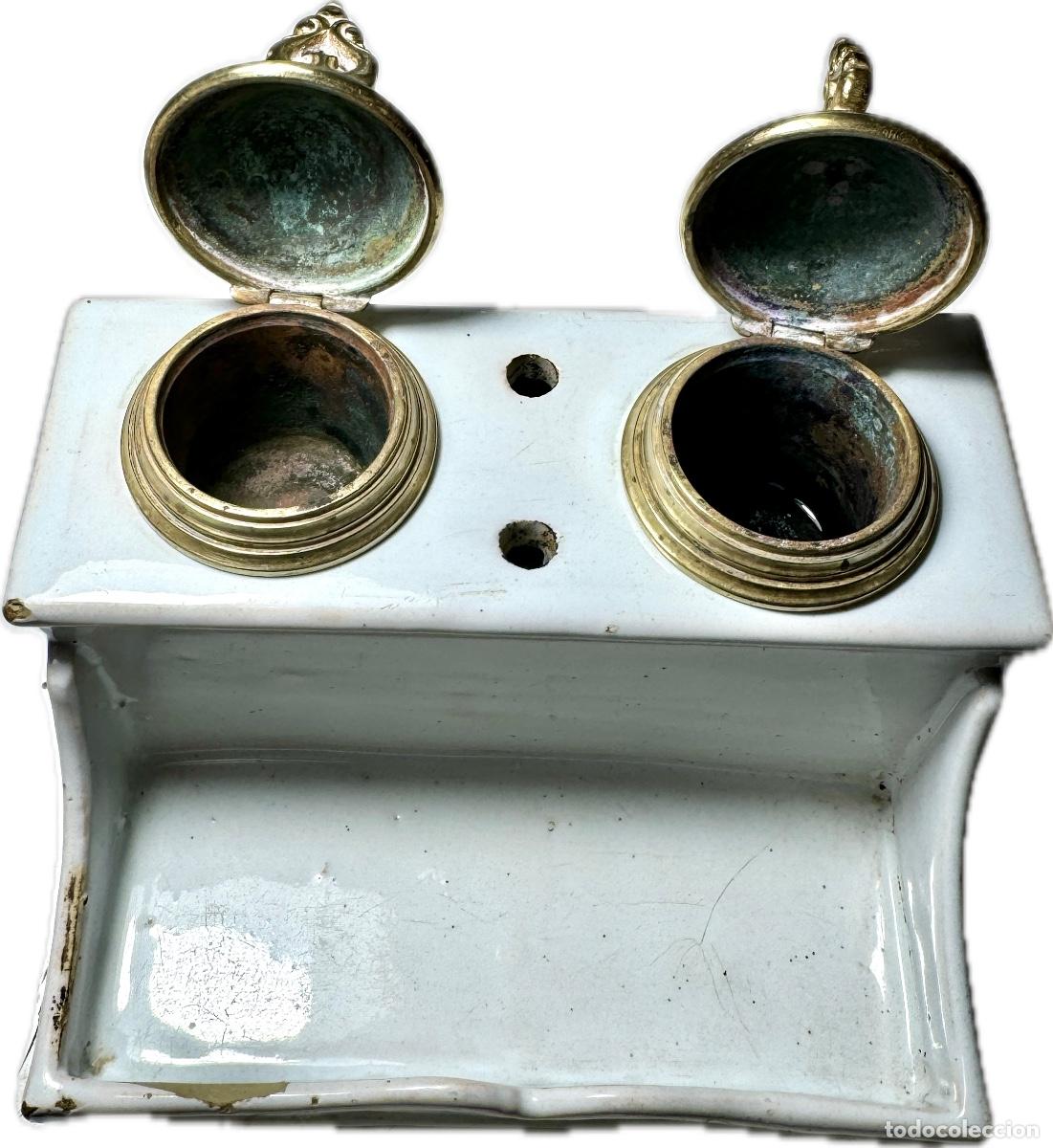 Antig&uuml;edades: TINTERO FRANC&Eacute;S LOZA Y BRONCE - PAR&Iacute;S - S. XIX - Foto 2
