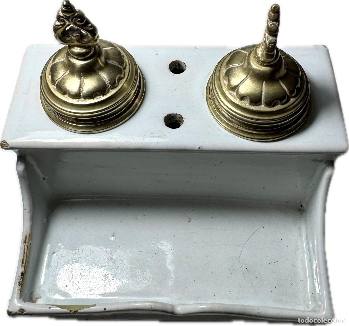 Antig&uuml;edades: TINTERO FRANC&Eacute;S LOZA Y BRONCE - PAR&Iacute;S - S. XIX - Foto 3