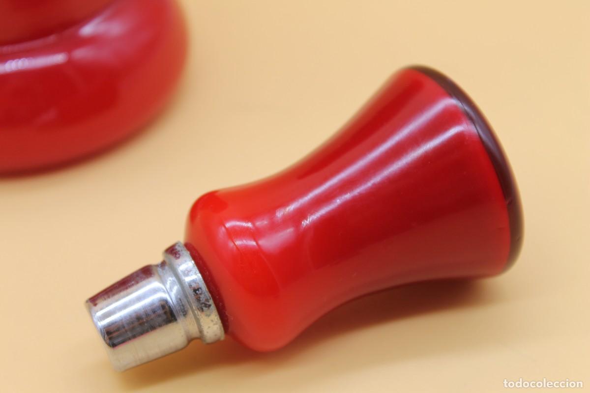 Antig&uuml;edades: BOTELLA O PERFUMERO ROJO CRISTAL OPALINA - Foto 4